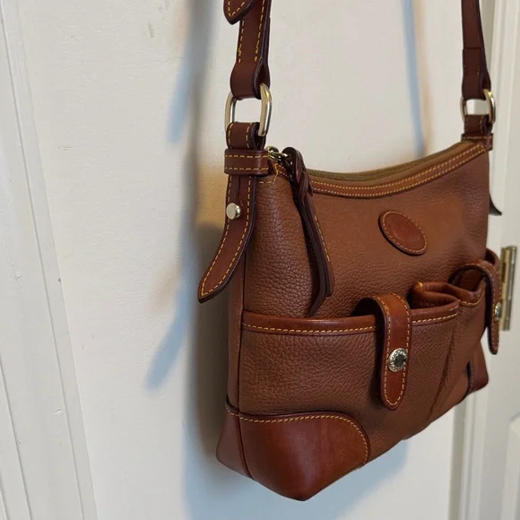 Vintage Dooney & Bourke Pebble Leather Satchel Shoulder Bag with Pockets - Picture 7 of 16